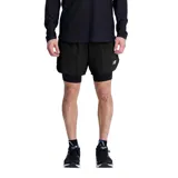 Short deportivo New Balance Q Speed 6 Inch 2-in-1 para hombre, color negro, con short interior ajustado para mayor sujeción y logo de la marca en el lateral. Confeccionado con tecnología NB DRY de secado rápido.