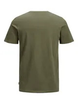 Camiseta verde militar de manga corta y cuello redondo, corte slim fit.