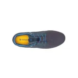 Zapatillas Caterpillar Pause Canvas color azul marino con cordones azules y suela blanca.