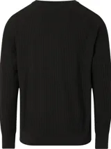 Sweater negro de algodón orgánico con cuello redondo, puños y dobladillo de punto canalé, con detalles distintivos de Calvin Klein.