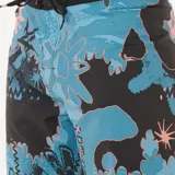 Short de baño Rip Curl Mirage Mason Raw Energy con estampado abstracto en tonos celeste, negro y naranja.