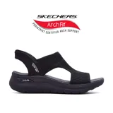 Sandalia Skechers Slip-ins Arch Fit 2.0 My Everyday, color negro, con capellada de punto y tira trasera. Cuenta con plantilla Arch Fit con soporte de arco certificado por podólogos y suela de tracción flexible.