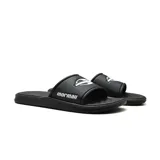 Sandalias ojotas negras con logo Mormaii en blanco.