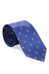 Corbata azul medio con estampado de flores azules.