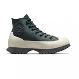 Championes Converse Chuck Taylor All Star Lugged 2.0, color verde oscuro con detalles en verde claro y suela de goma color crema y negro.
