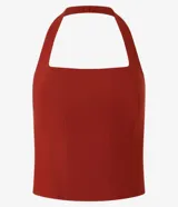 Blusa cropped de frente única color rojo, con escote cuadrado y confeccionada en bengalina con viscosa certificada.