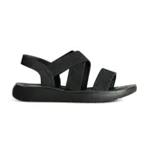 Sandalias negras con plataforma y tiras elásticas cruzadas.