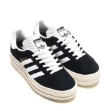 Championes Adidas Gazelle Bold negros con plataforma blanca y las tres tiras características en blanco.