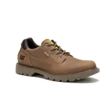 Zapato acordonado Caterpillar Colorado Low 2.0 WP de cuero marrón envejecido, con cuello acolchado marrón oscuro, logo CAT en el lateral y suela de goma marrón.
