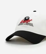 Gorra blanca de sarga de algodón con visera curva y bordado frontal de una bola 8.