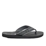 Ojotas grises con base negra y tira ancha con logo de la marca.