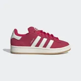 Championes Adidas Campus 00s color borgoña con las tres tiras blancas y suela color crema.