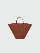Bolso tipo shopper Longchamp modelo Épure XL, color marrón cuero, con doble asa corta y cierre a presión.