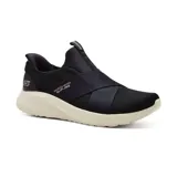 Championes deportivos Skechers Hands Free Slip-ins modelo BOBS Sport Squad Chaos - Your Moment, color negro con suela blanca. Capellada de malla con correa cruzada y plantilla acolchada Skechers Memory Foam.