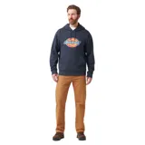 Canguro Dickies azul con capucha y logo estampado en el pecho.