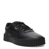 Championes Puma Carina 3.0 Animal Flair, color negro con detalles dorados y estampado animal print.
