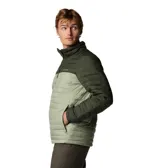 Campera Columbia Silver Falls II para hombre, con cuello alto y cierre frontal. Diseño acolchado en dos tonos de verde, con logo de la marca en el pecho.