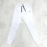 Jogger blanco de algodón con felpa, con cintura elastizada y puños ajustados.