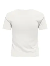 Camiseta blanca de algodón con cuello redondo y mangas cortas.