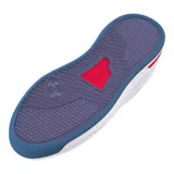 Zapatillas de corte bajo color blanco con detalles en azul y rojo, diseñadas para ser ligeras y cómodas.