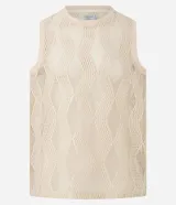 Musculosa de hombre color beige, confeccionada en tejido jacquard con textura cuadriculada. Tiene cuello redondo y corte regular.