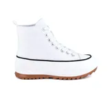 Championes deportivos de caña alta American Sport Iris D22, color negro con plataforma blanca y cordones blancos.