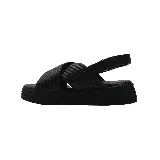 Sandalias negras con plataforma y tiras cruzadas acolchadas.