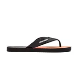 Ojotas Mormaii Eloy para hombre, con base color naranja y tiras negras con el logo de la marca en blanco.