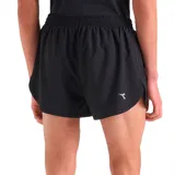 Short de running azul con cintura elástica y ribete negro en el ruedo.