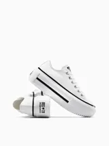 Zapatillas Converse Chuck Taylor All Star Lift, color blanco, con plataforma alta y detalles en negro.