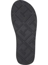 Ojotas negras Tommy Hilfiger con tira ancha de poliuretano acolchada y suela de goma EVA. Detalle de cinta distintiva con los colores de la marca en la tira.
