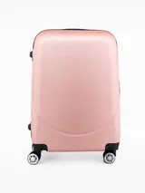 Valija rígida color rosa con textura.