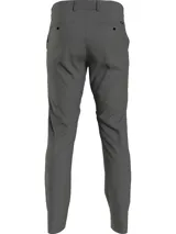 Pantalón chino gris de corte slim, con bolsillos laterales y traseros.