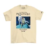 Remera color crema con estampa del film La Princesa Mononoke.