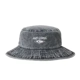 Sombrero tipo bucket de denim gris lavado, con logo de Rip Curl bordado en blanco en el frente.