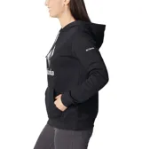 Buzo negro con capucha y bolsillo tipo canguro. Logotipo de Columbia estampado en blanco en el pecho.