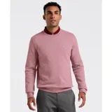Buzo rosa de cuello redondo con logo de pingüino bordado en el pecho.