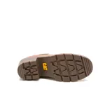 Bota Chelsea de cuero color marrón claro, con elástico lateral acanalado y logo de la marca en el talón. Tiene suela de goma con plataforma y taco cuadrado.