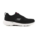 Zapatillas deportivas Skechers GO WALK 6 - Avalo, color negro con detalles en rojo y logo plateado. Capellada de malla y material sintético, con cordones. Plantilla Air-Cooled Goga Mat, media suela Ultra Go y tecnología Hyper Pillar.