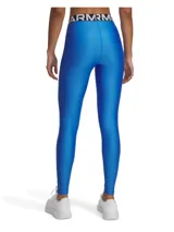 Calza deportiva Under Armour HeatGear color azul brillante, con cintura alta elástica con logo de la marca.