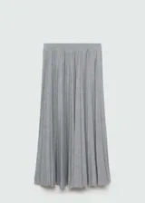 Falda midi plisada de poliéster color gris con cintura elástica.