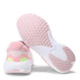 Championes de running Puma Scend Pro, color negro con detalles en blanco, rosa y verde.