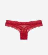 Bombacha bikini hilo de encaje floral color verde agua.