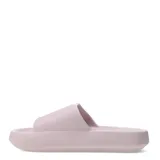 Sandalias tipo slide color celeste, con plataforma y logo de la marca en la tira superior.