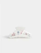Broche para el pelo de acrílico blanco con apliques de strass de colores.