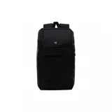 Mochila negra Vans Obstacle con correas ajustables, múltiples compartimentos con cierre y logo de la marca en el frente.