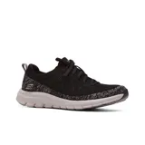 Championes deportivos Skechers Pure Flex - Pulse, color negro con detalles en gris. Zapatillas sin cordones con tejido técnico Stretch Fit, cordones fijos y plantilla acolchada Skechers Air-Cooled Memory Foam.