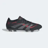 Championes de fútbol Adidas Predator League, color negro con detalles en gris y rojo.