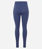 Calza legging deportiva color verde agua, de microfibra, con cintura ancha y bolsillos laterales.