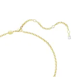 Colgante con cadena dorada y dije de estrella de mar con cristales amarillos y perlas blancas.